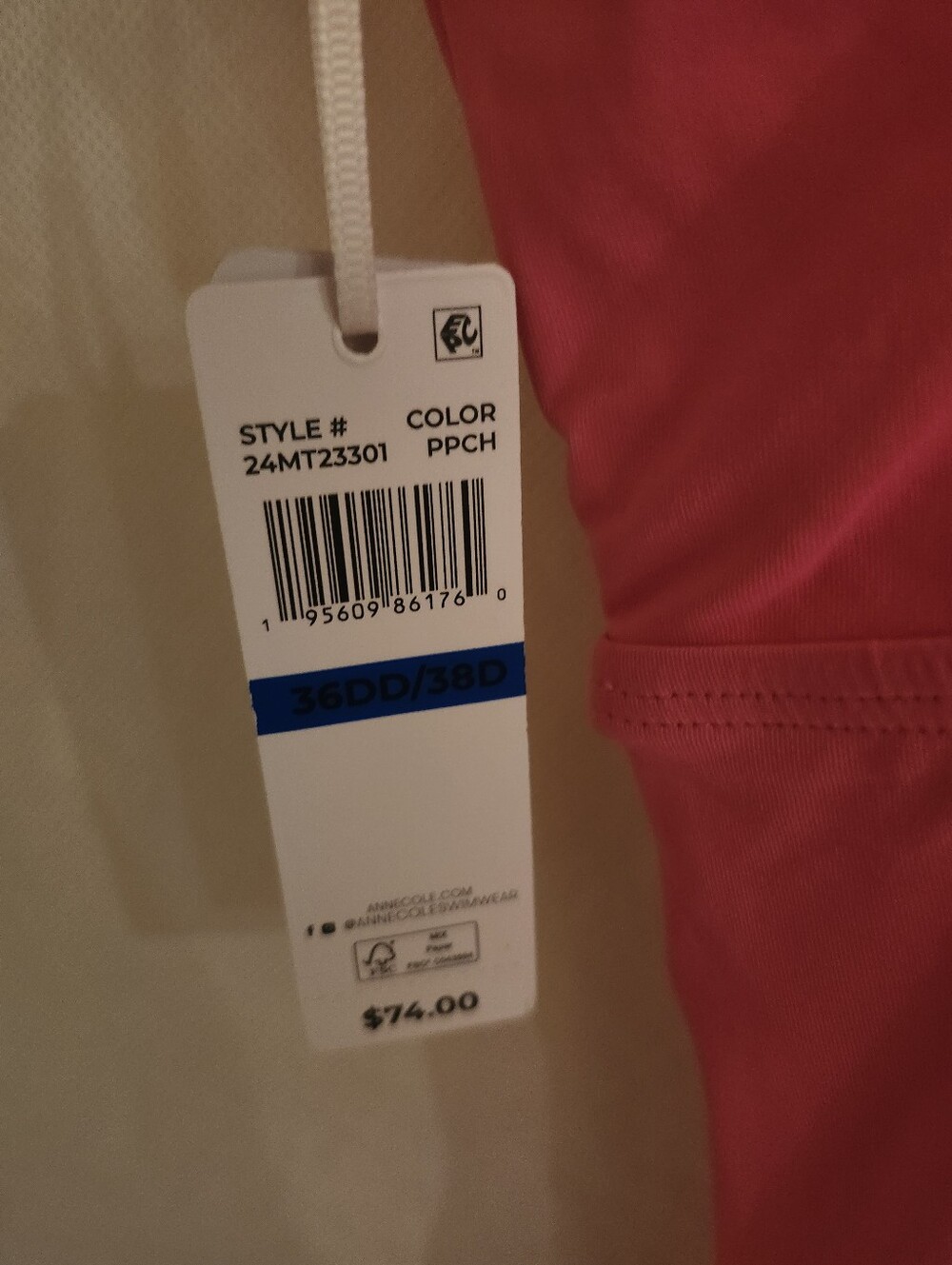Anne Cole Women's Ruch Tankini Swimsuit Top In Pink Sz 36DD/ 38D - Picture 5 of 7